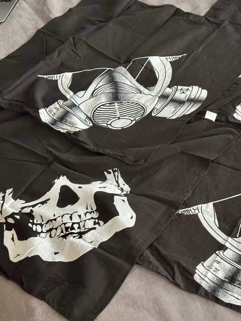 Lot of Skull Gas Mask Cotton Bandanas Black (4) + Orange Paisley Bandanas (2)